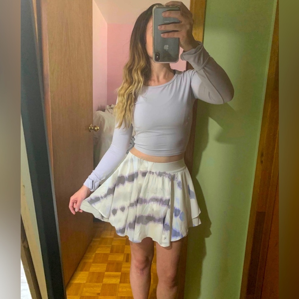 Lululemon Court Rival Long Skirt Transverse Lilac Multi Sz 10 NWT